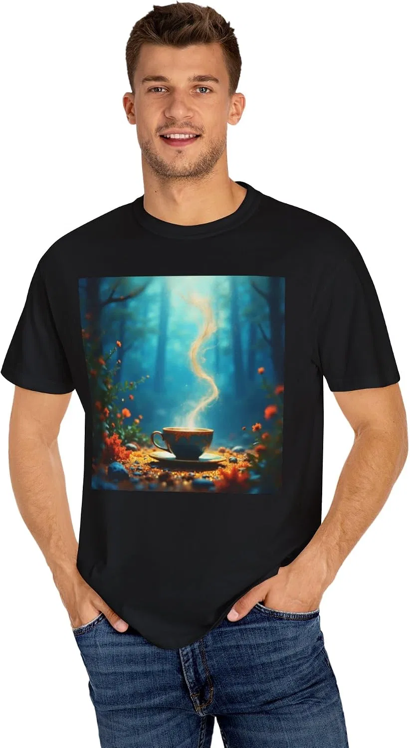 Футболка с принтом 'Fueled by Coffee & Dog Hair' Comfort Colors, Black