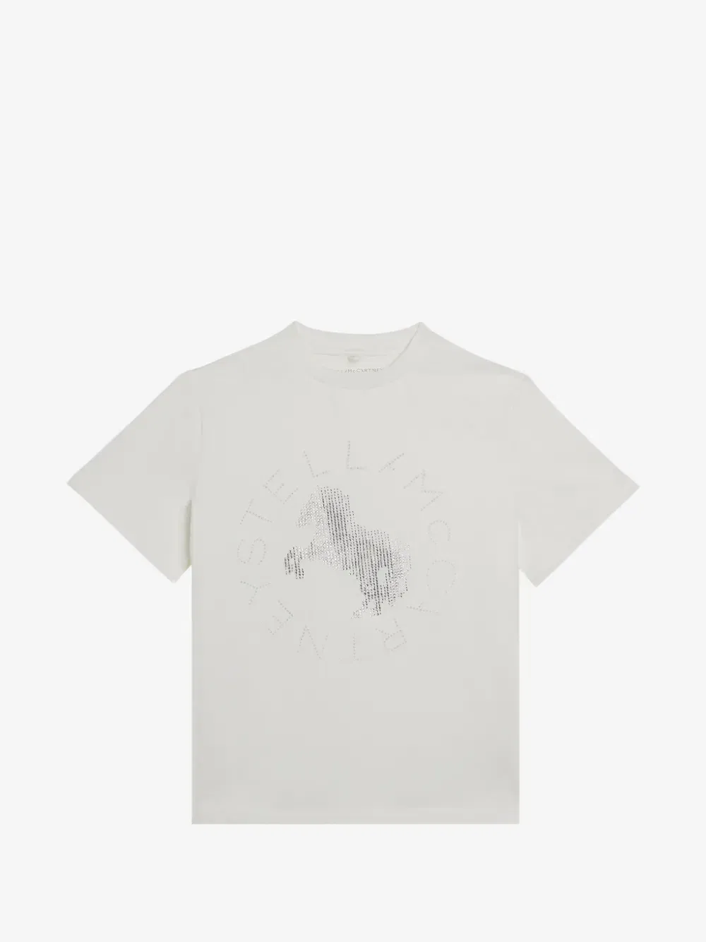 Футболка со стразами и мотивом лошади Stella McCartney Kids, бежевый
