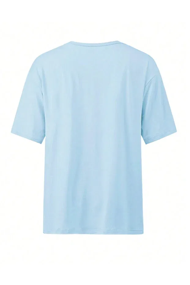 Детская футболка с принтом Unisex men/women tiger colorful custom printed oversize cotton crew neck t-shirt Revasser, Babe Blue — фото 2