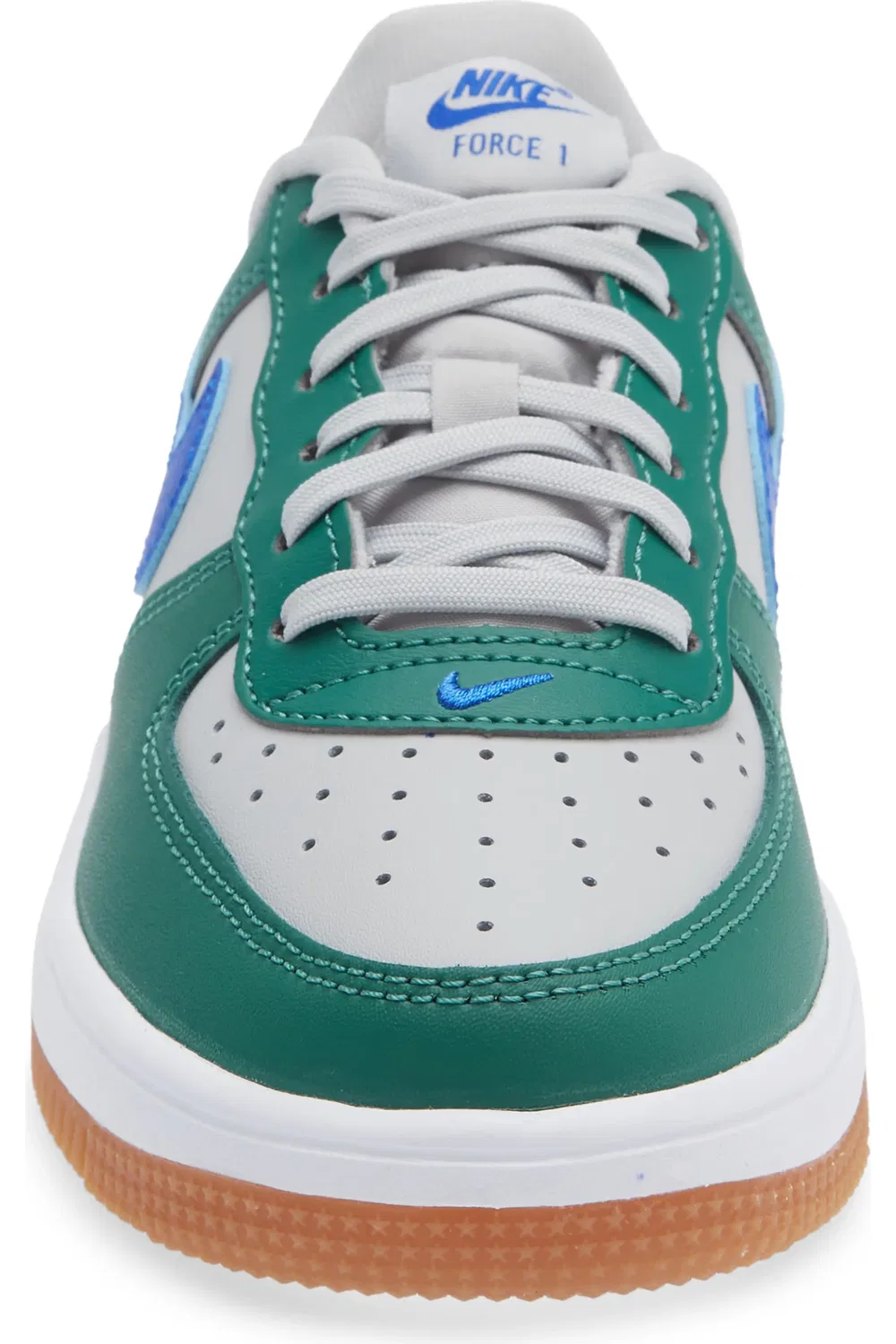 Детские кроссовки баскетбольные Air Force 1 Nike, Grey/Blue/Evergreen/White — фото 4