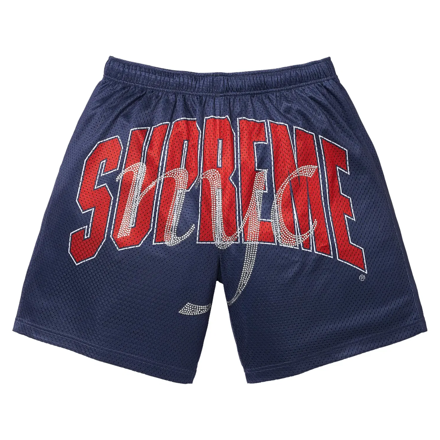Шорты Supreme Rhinestone Mesh Short, синий