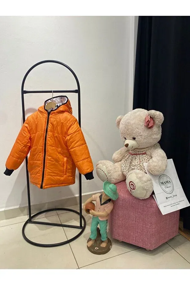 Детское пальто для девочек двустороннее Double sided coat Mama Choice, Orange