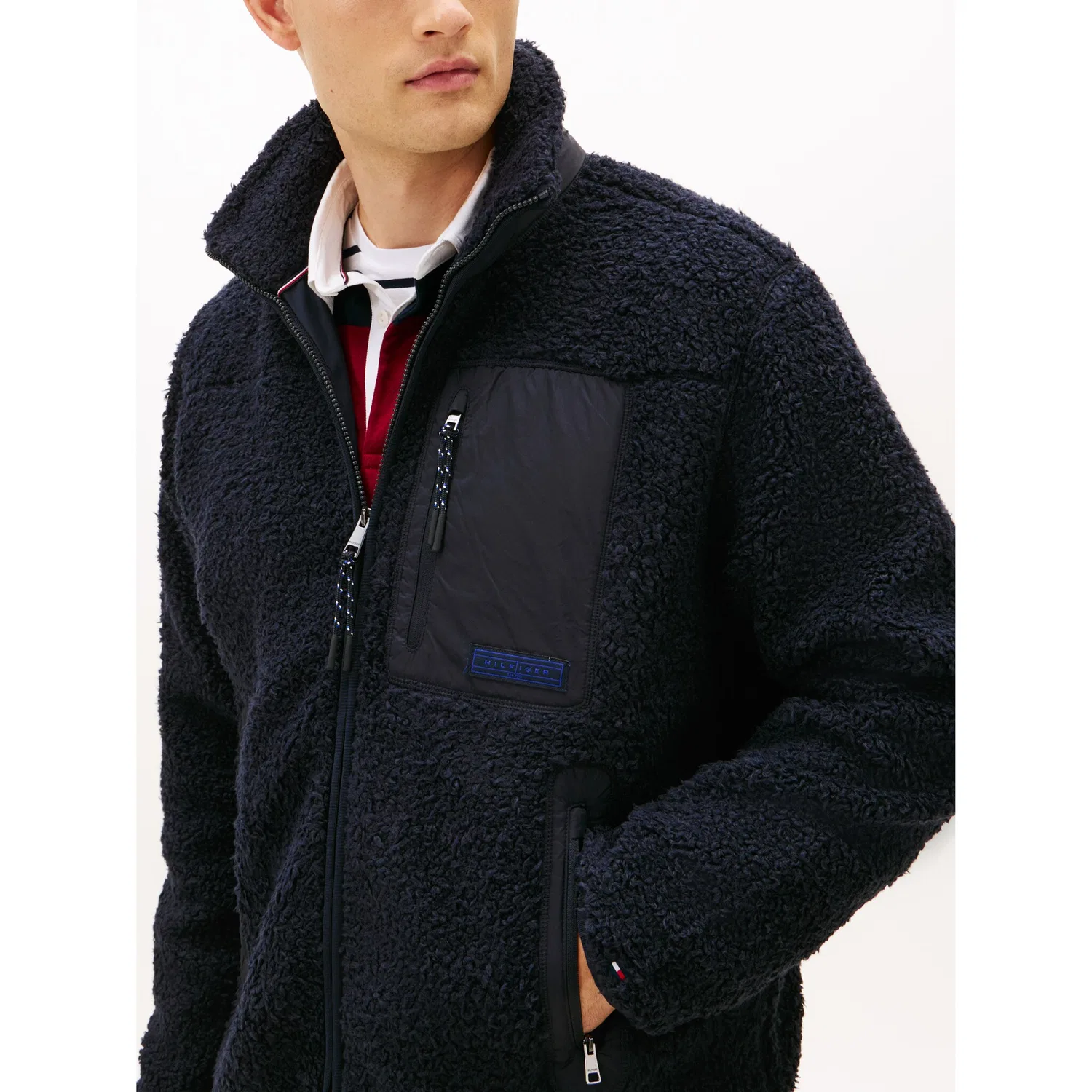 Мужская флисовая куртка с воротником-стойкой Teddy Fleece Zip Through Tommy Hilfiger, Desert Sky — фото 2