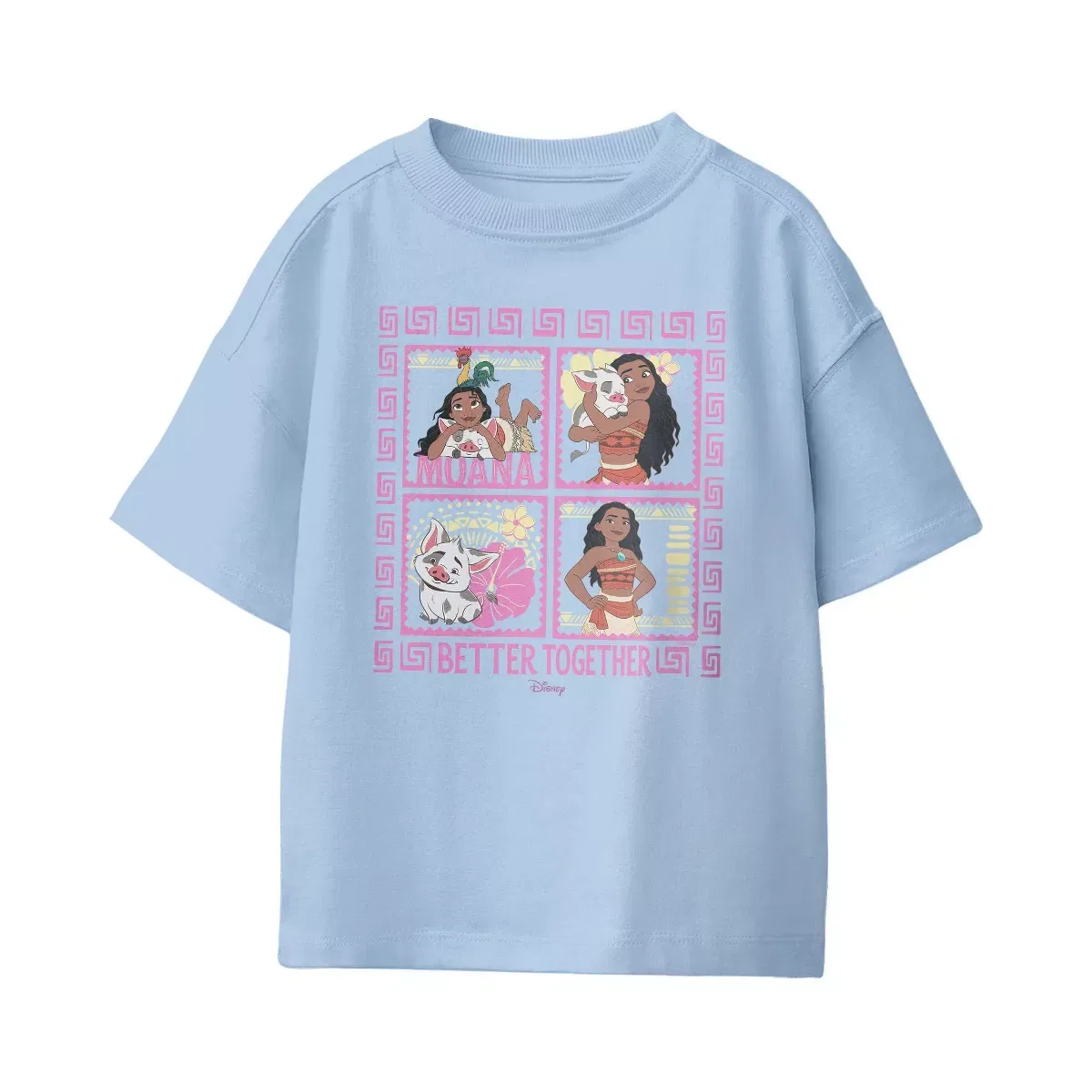 Детская футболка с принтом Moana Better Together Squares Disney, Light Blue — фото 2