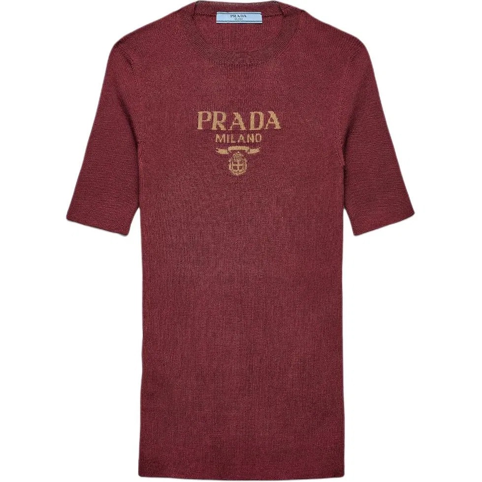 Женский свитер с круглым вырезом из шелка PRADA, Fuchsia