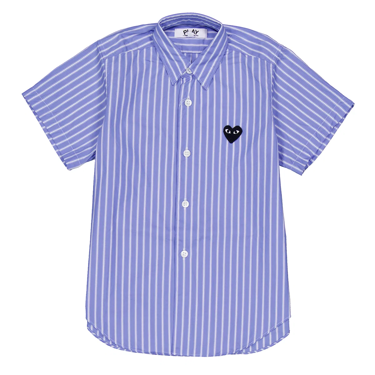 Детская рубашка из хлопкового поплина с полосками Cdg Play Kids Striped Cotton Poplin Shirt Comme Des Garcons, Blue