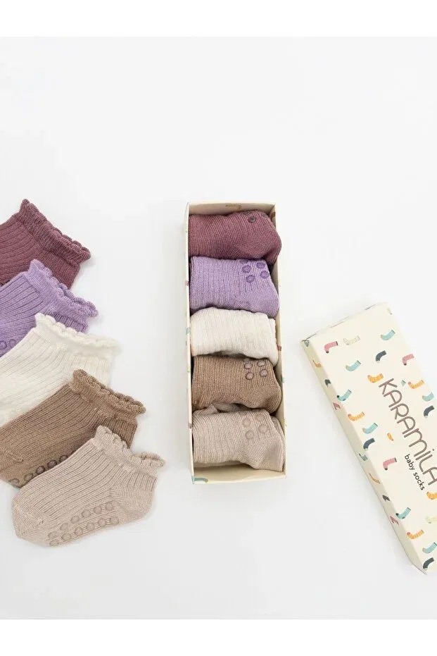 Детский набор носков для девочек с бамбуком Set of 5 baby socks natural bamboo booties Karamila, Pink — фото 3