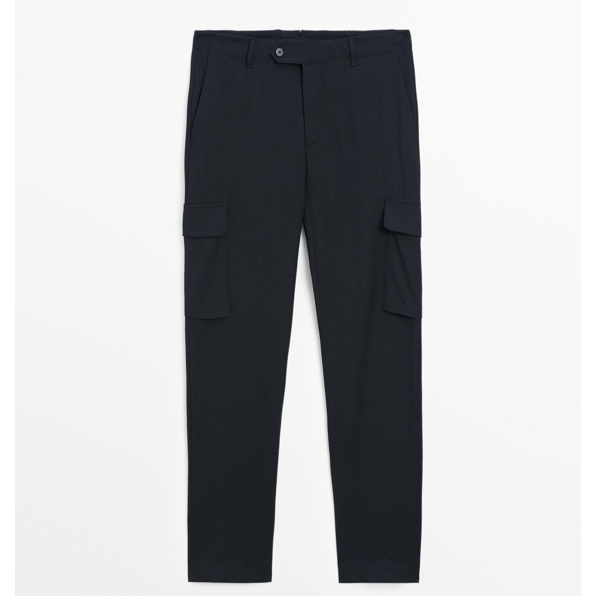

Брюки карго из 100% шерсти Massimo Dutti, синий