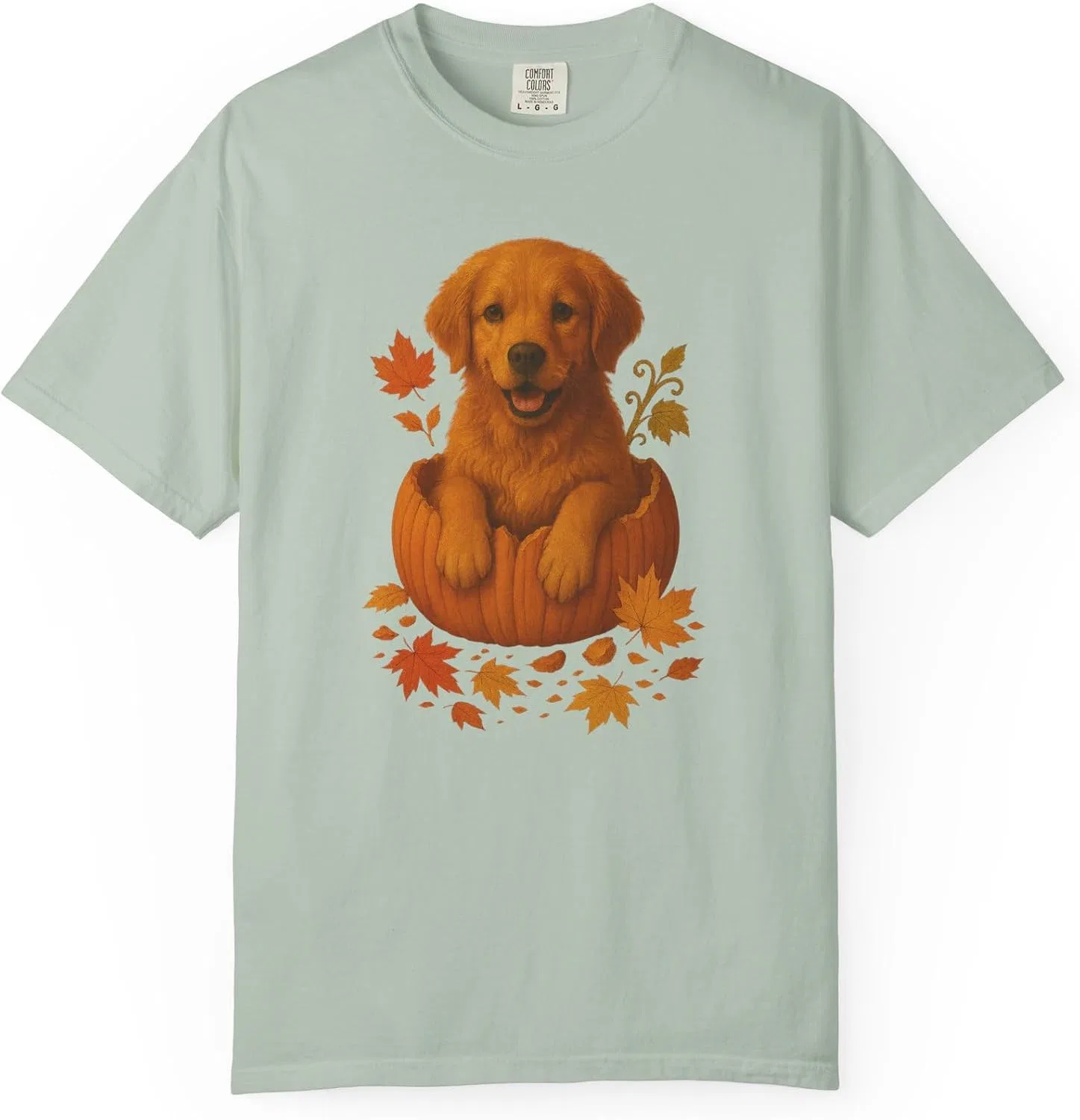 Женская футболка с золотистым ретривером и тыквой Comfort Colors, Bay