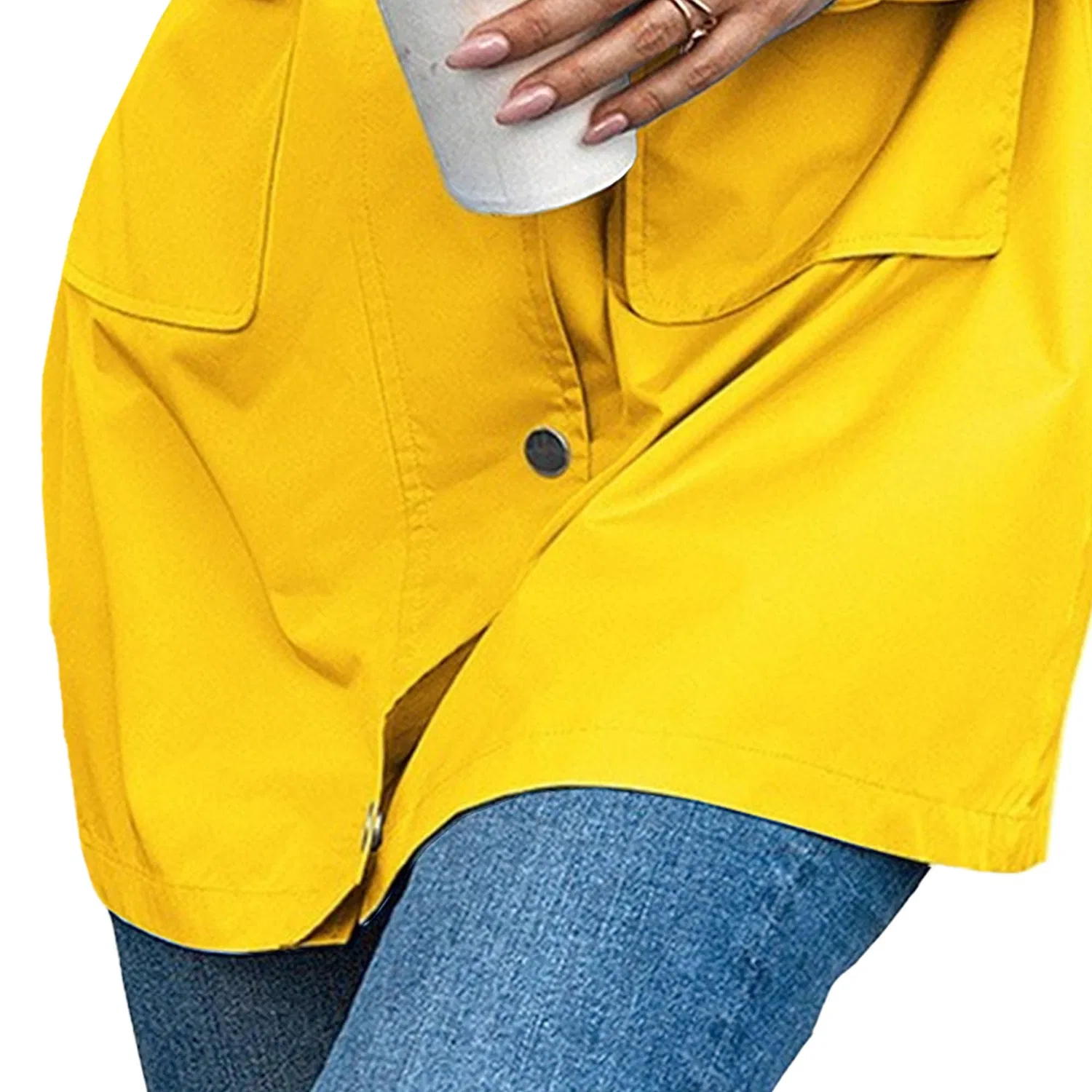 Женский дождевик легкий с кулиской на талии, Giallo — фото 3