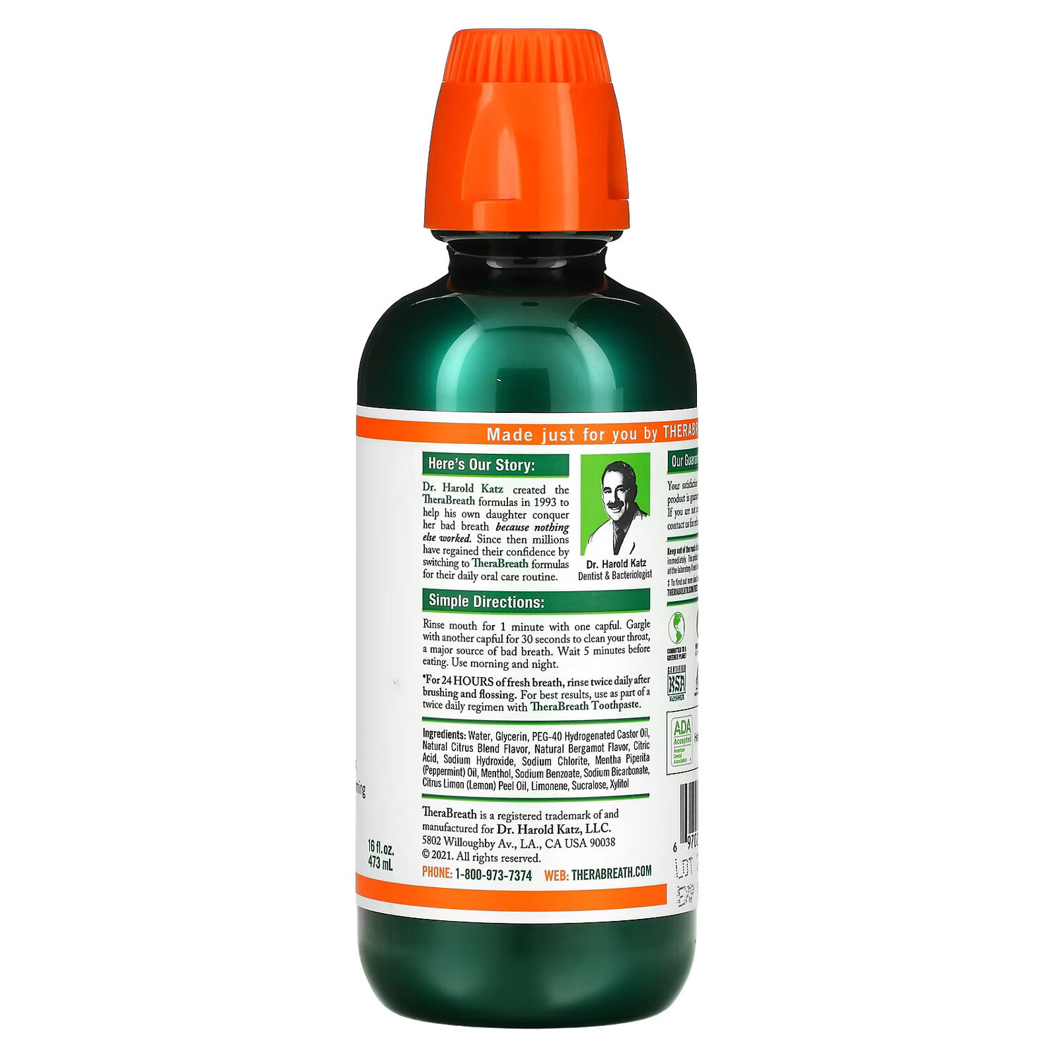 TheraBreath, Fresh Breath, Ополаскиватель для полости рта, мята из тропических лесов, 16 жидких унций (473 мл) — фото 3