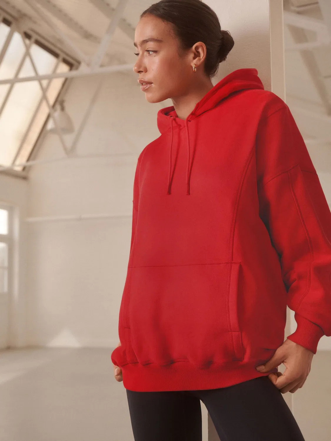 Худи свободного кроя длинная модель, Cherry Red Next — фото 3