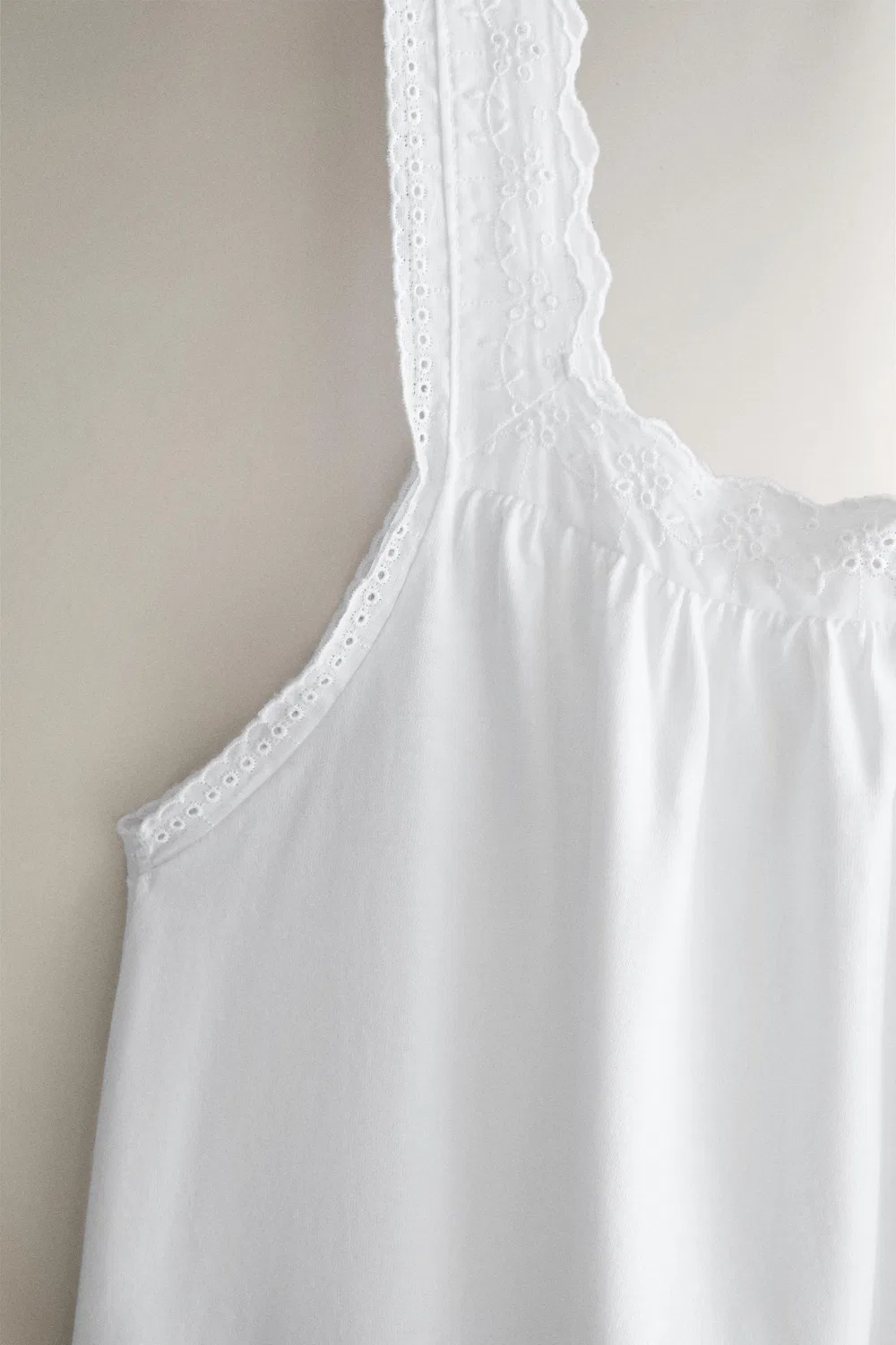 Хлопковая ночная рубашка с кружевной отделкой ZARA, White — фото 2
