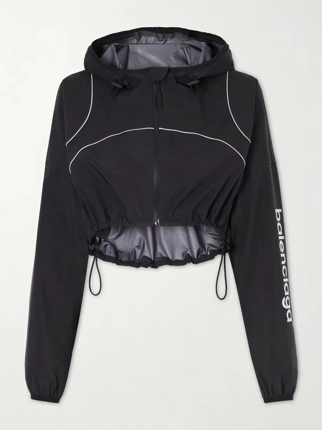 Вышитая укороченная куртка-бомбер с капюшоном Balenciaga, черный