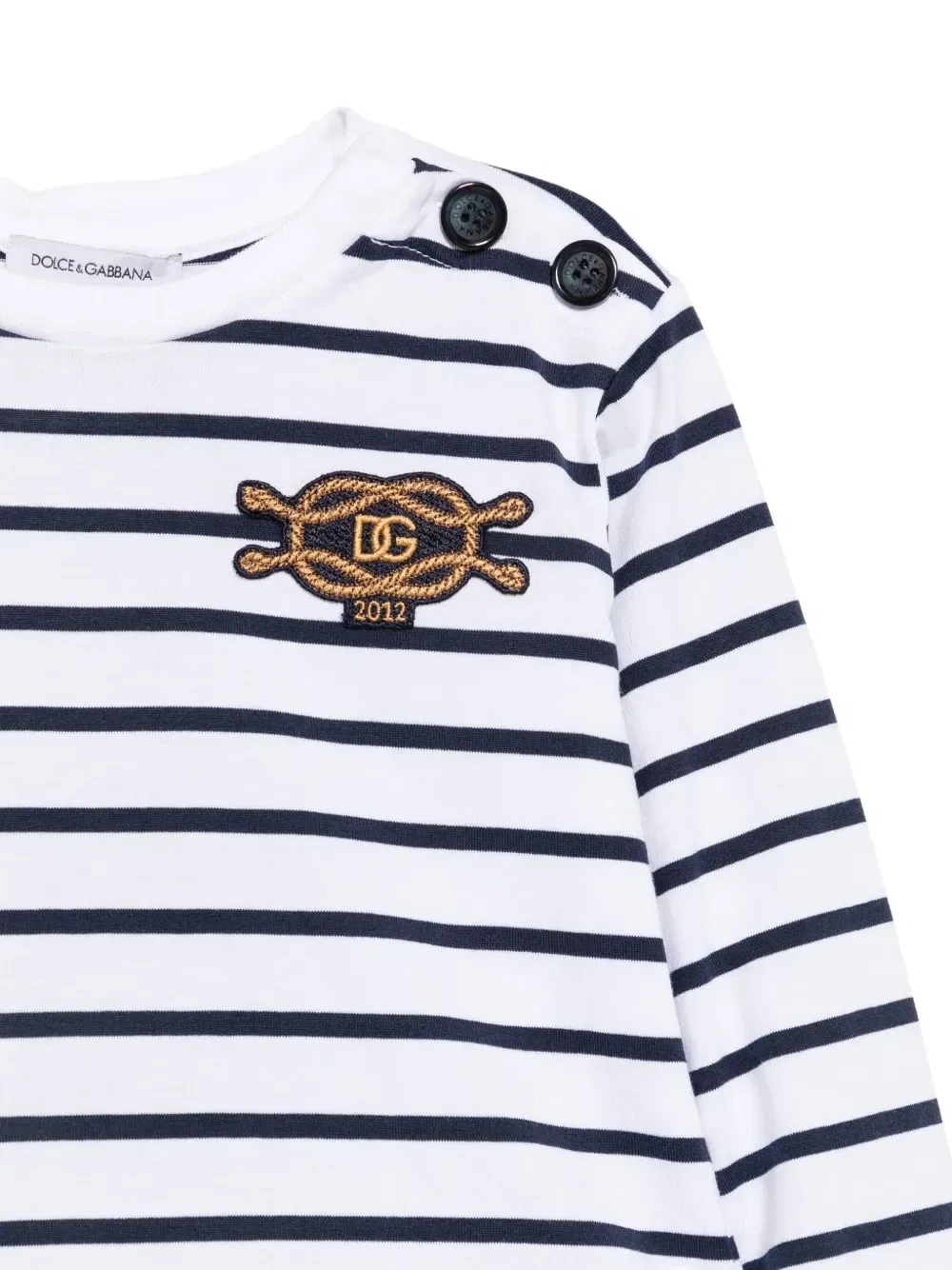 Полосатая футболка с пуговицами Dolce & Gabbana Kids, белый — фото 3