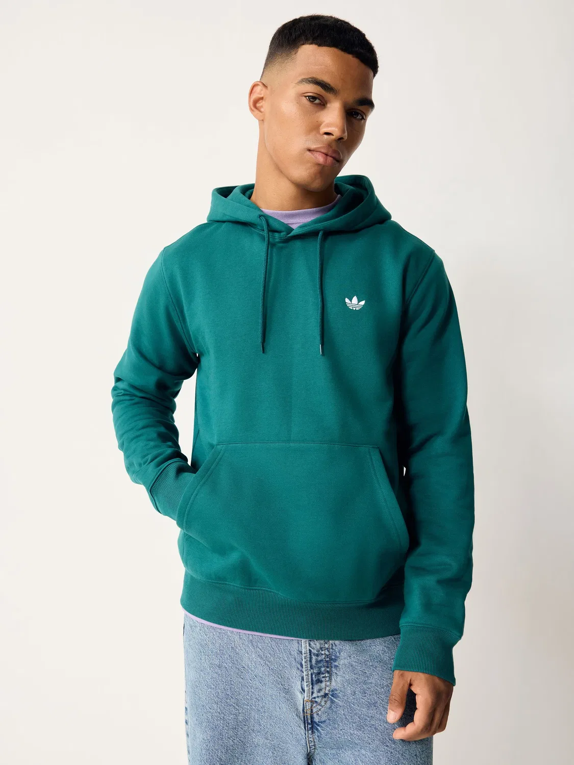 Худи классическое с регулируемым шнурком, Trefoil, adidas Originals, зеленый