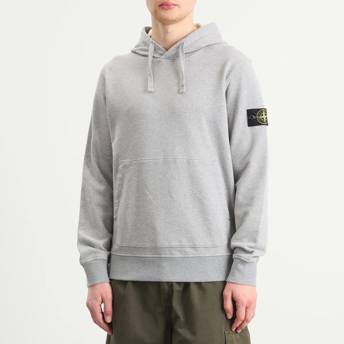 Худи с капюшоном и утяжками, модель Garment Dyed Hoodie Stone Island, Melange Grey — фото 2