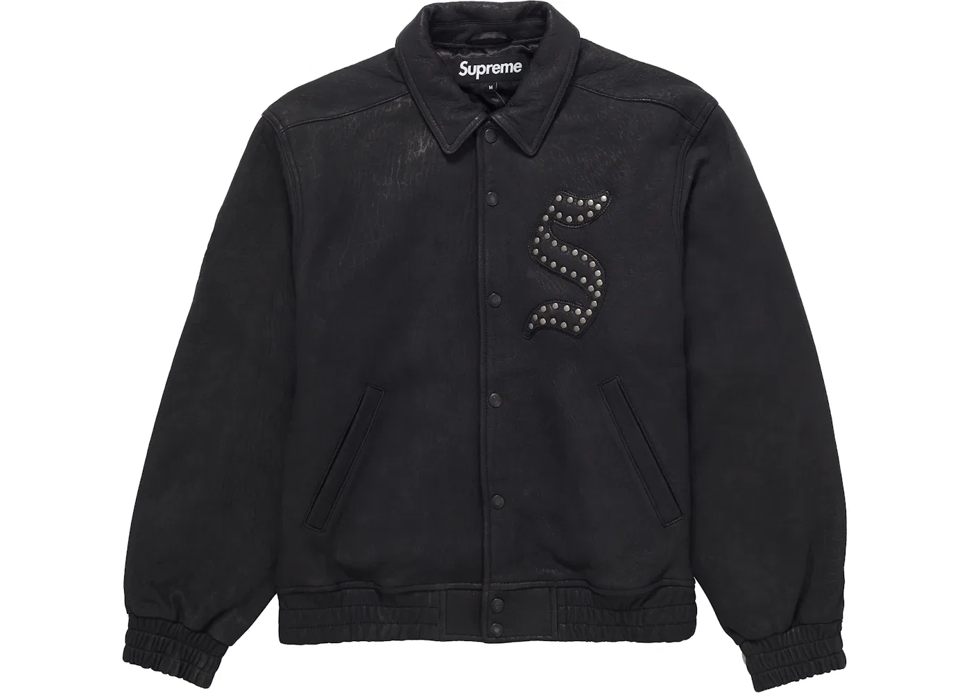 Мужская куртка-бомбер из тисненой кожи Supreme, Black — фото 2