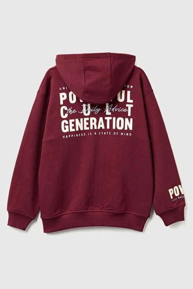 Детская толстовка для мальчиков хлопковая United Colors Of Benetton, Burgundy — фото 2