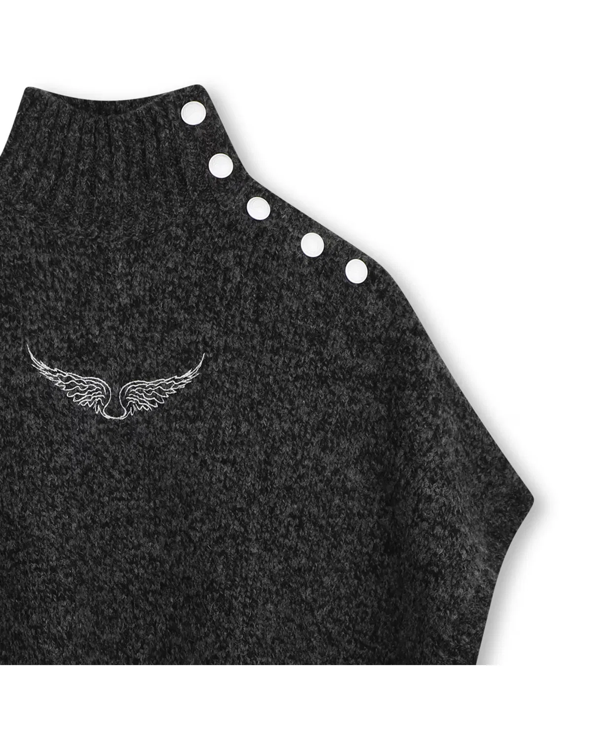 Детское пончо для девочек с вышивкой Zadig & Voltaire, Gris Oscuro — фото 2