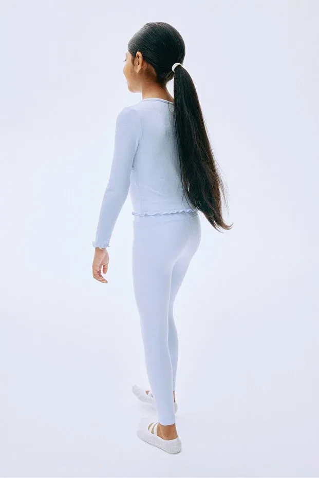 Детские леггинсы для девочек однотонные Softmove H&M, Ice Blue — фото 4