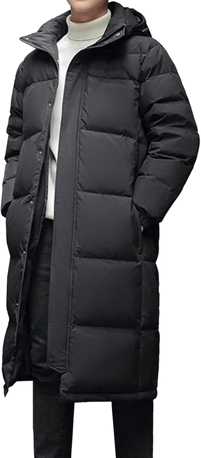 Мужская зимняя куртка Extra Long Parka удлиненная утепленная пуховик с капюшоном Generic, черный — фото 2