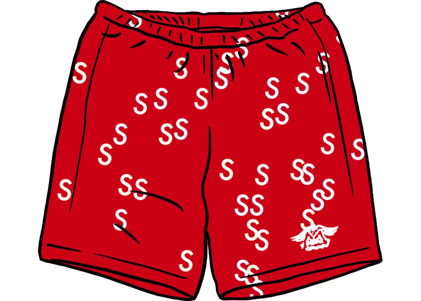 Мужские шорты с вышивкой Supreme Red