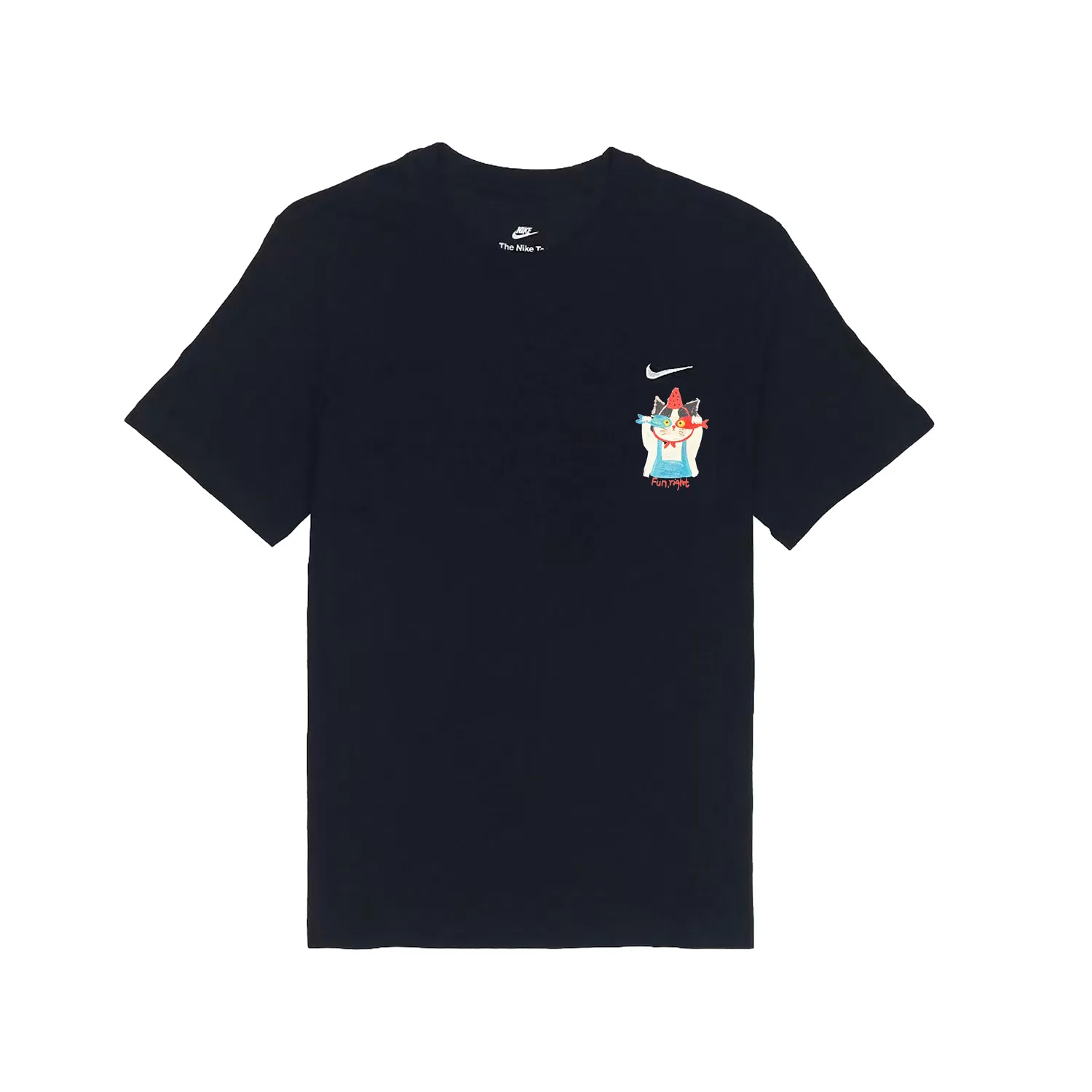 Футболка с принтом, Crew Neck, Sportswear T Shirts, Nike, Black