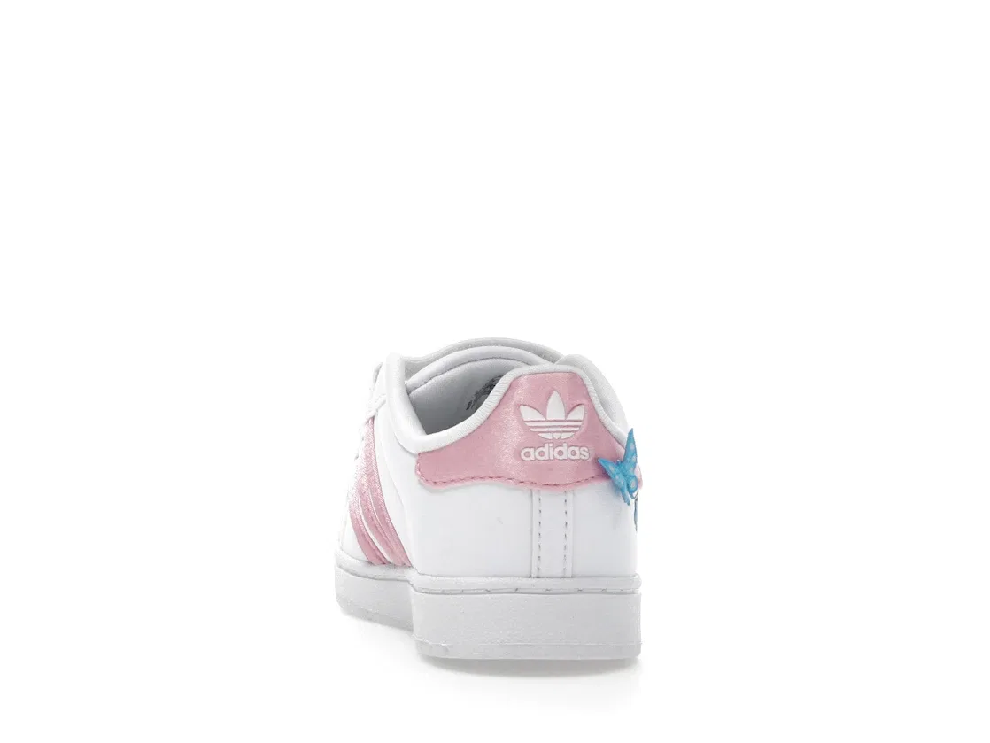 Детские кроссовки с застежкой-липучкой Adidas Superstar II Comfort Closure, Cloud White Light Pink Lucid Aquamarine — фото 4