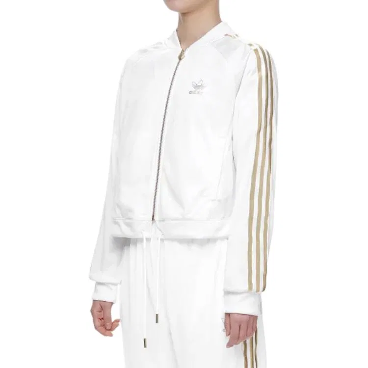 Женская куртка в стиле ретро-спорт белая Adidas Originals — фото 3
