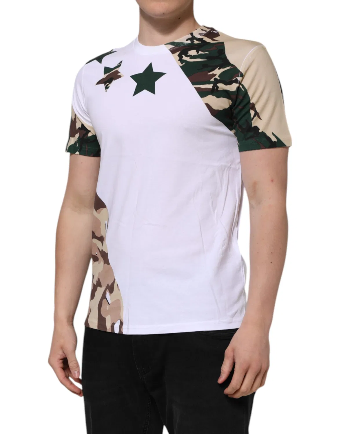 Мужская футболка с коротким рукавом с принтом Camouflage Dolce & Gabbana, White — фото 3