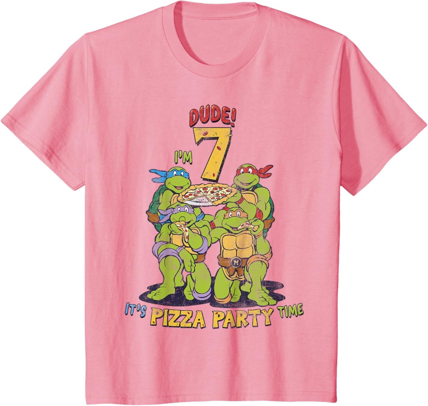 

Футболка для подростков Teenage Mutant Ninja Turtles I'm 7 Dude Pizza Birthday Party, розовый