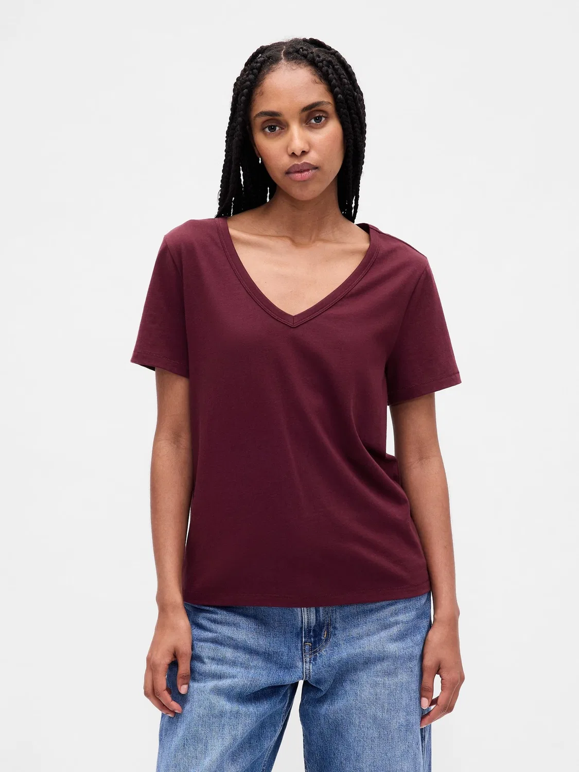 Футболка с V-образным вырезом, Vintage Soft Gap, красный