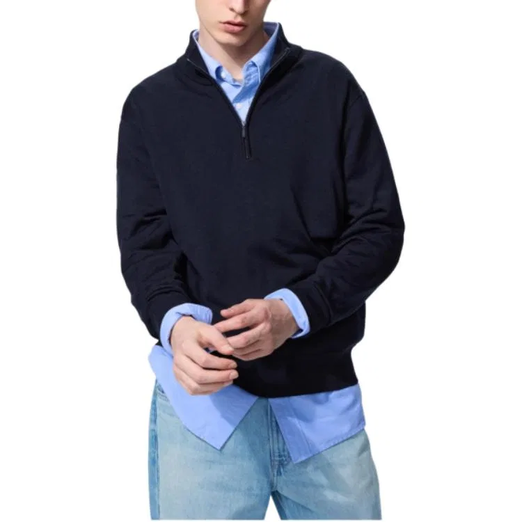 Мужской свитер с воротником-стойкой, прямой крой FW26 Knitwear, UNIQLO, 69 Navy Blue — фото 3