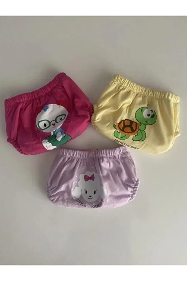 Детский комплект трусов для девочек с животным принтом Poope'S, Yellow