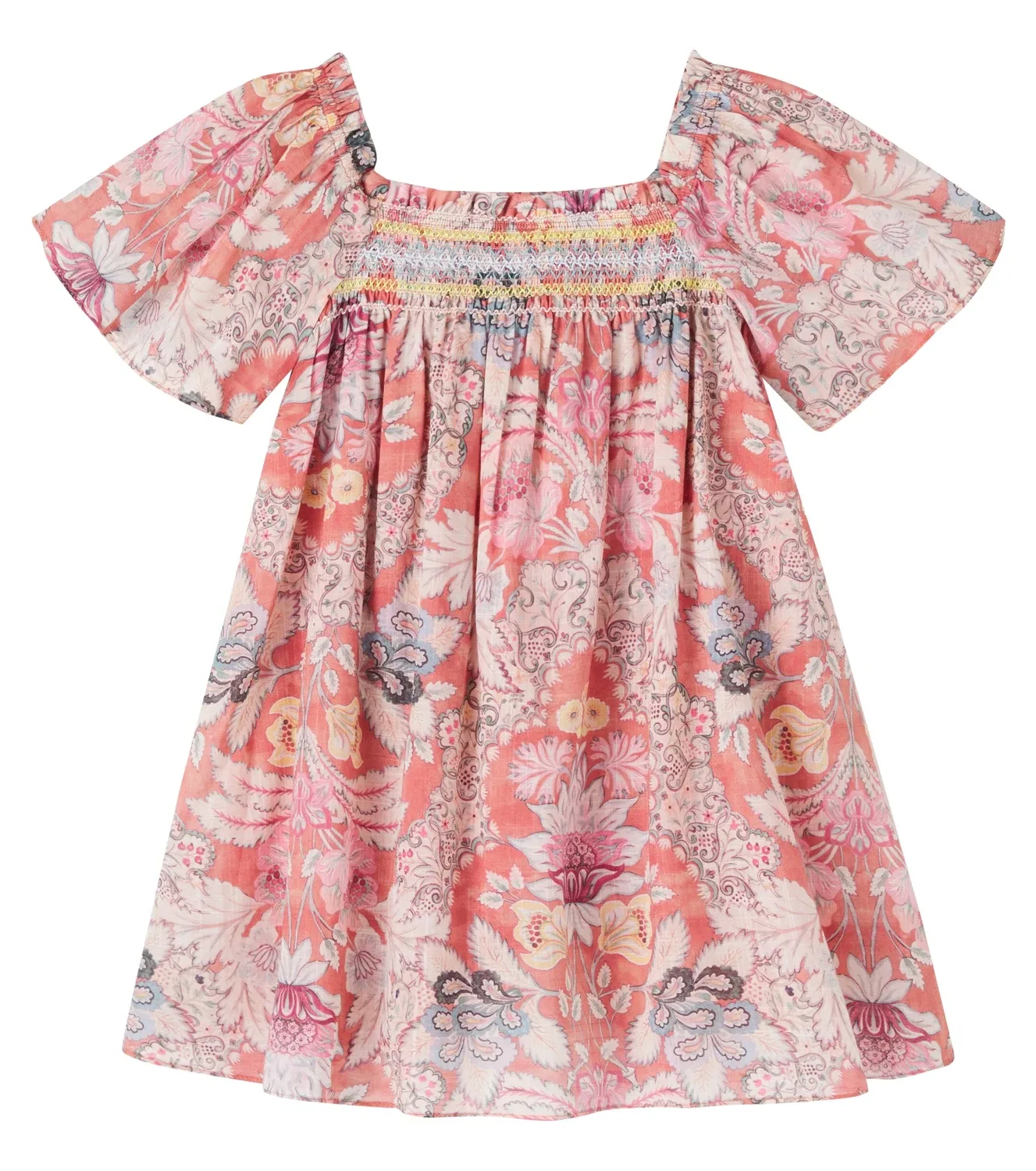 Нарядное платье с цветочным принтом Zimmermann Kids, розовый — фото 4