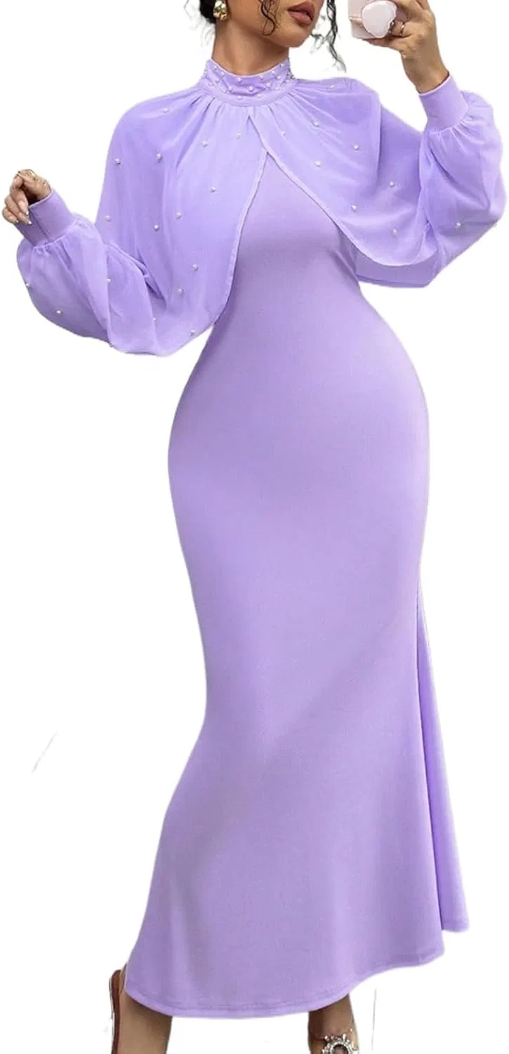 Женское коктейльное платье с кружевной отделкой, Purple