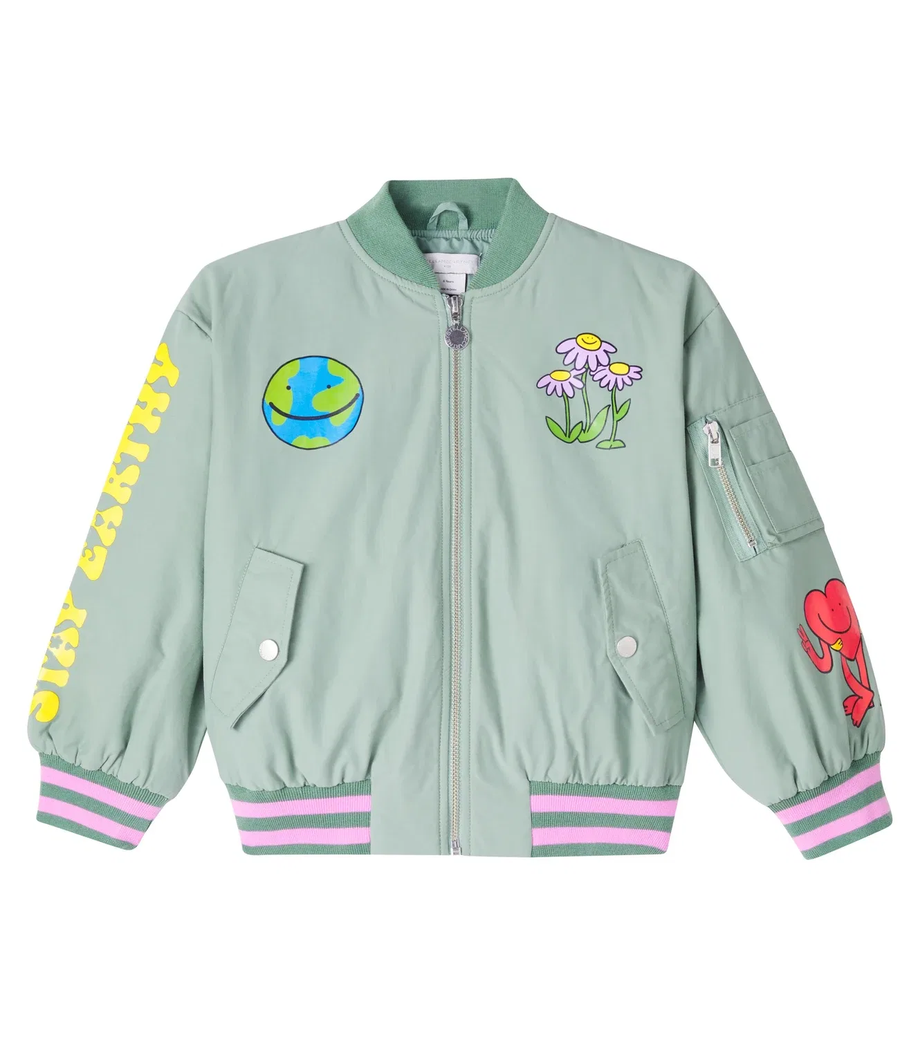 Бомбер с принтом Stella Mccartney Kids, зеленый