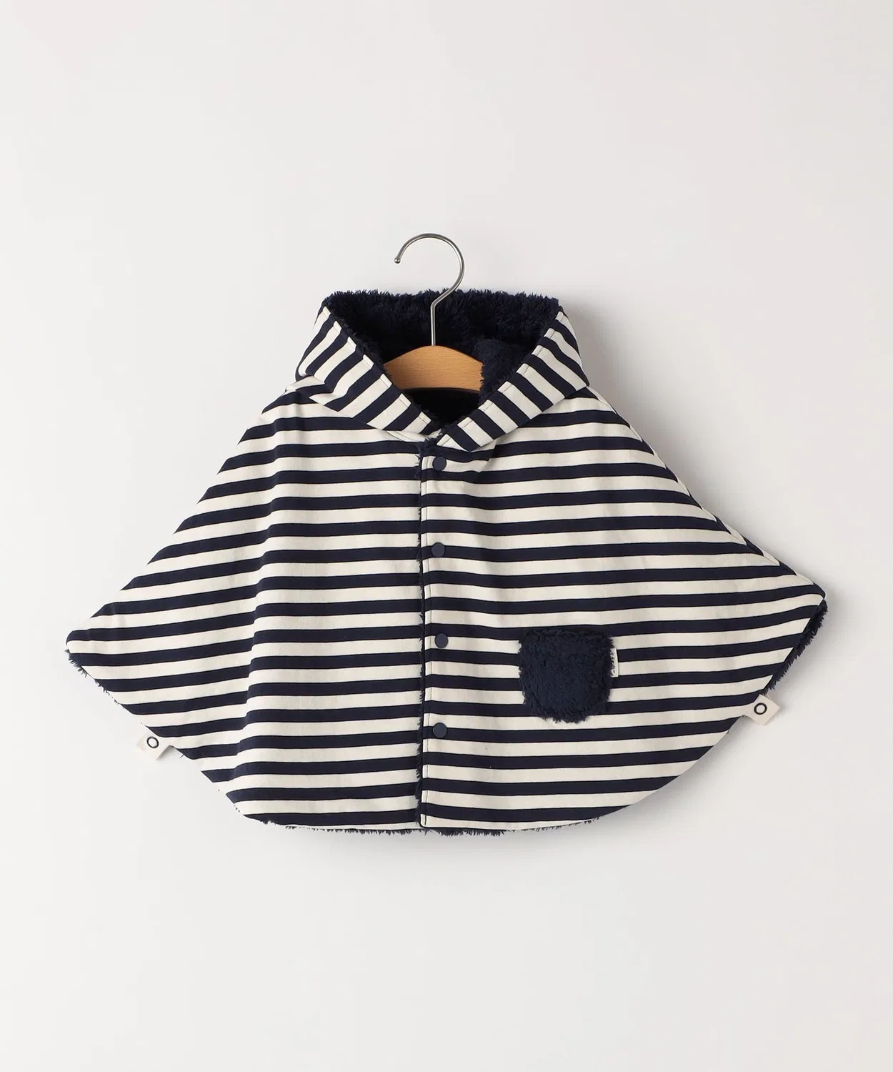Детский пончо-накидка с длинным ворсом, модель Border Reversible Boa Poncho SHIPS, Navy