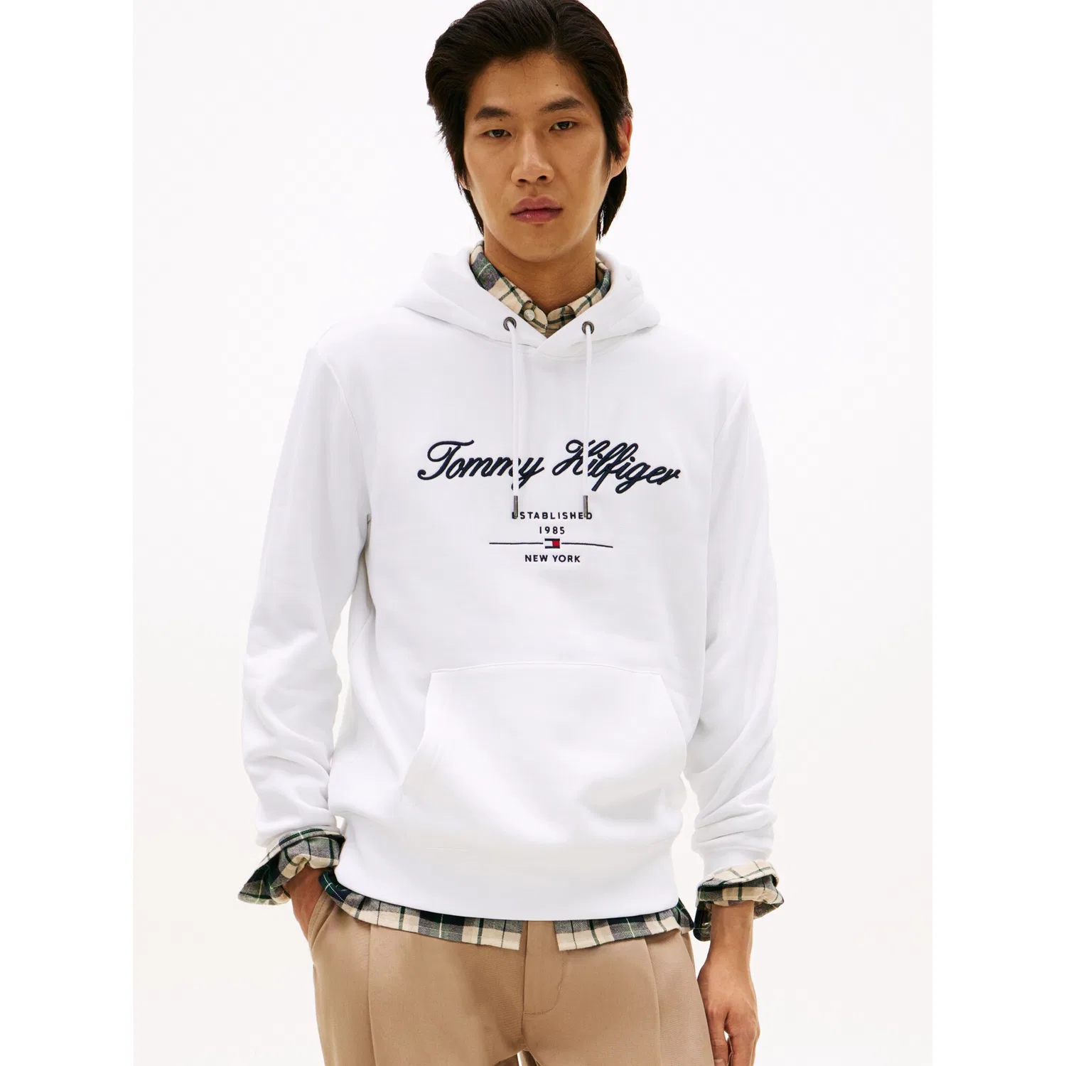 Мужской худи с капюшоном с вышитым логотипом Tommy Hilfiger, White