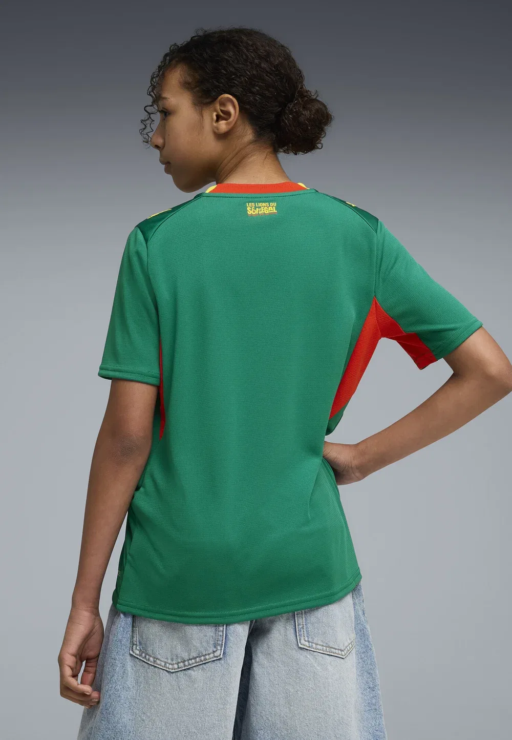 Детская выездная футболка сборной Сенегала - футбольная футболка Puma, Wild Green- Red — фото 3