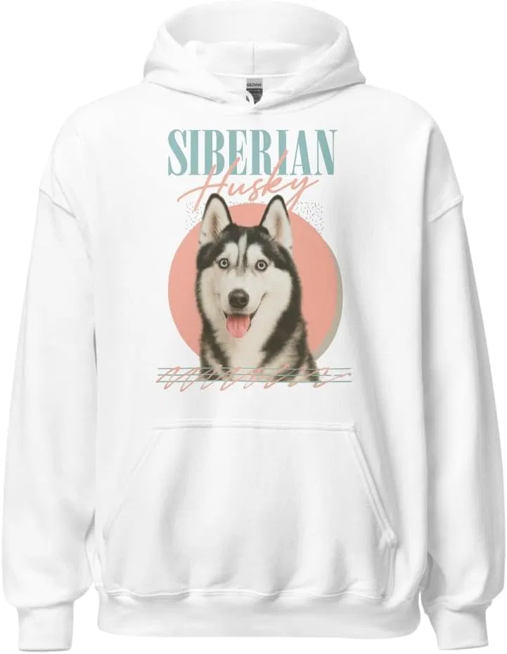 Мужское худи с принтом Siberian Husky Hoodie, белый