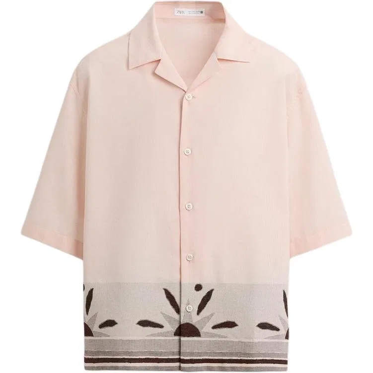 Мужская рубашка с коротким рукавом Light Pink Red ZARA, Light Pink Red