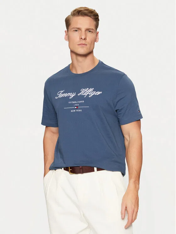 Футболка regular fit Script Logo Tee Tommy Hilfiger, синий
