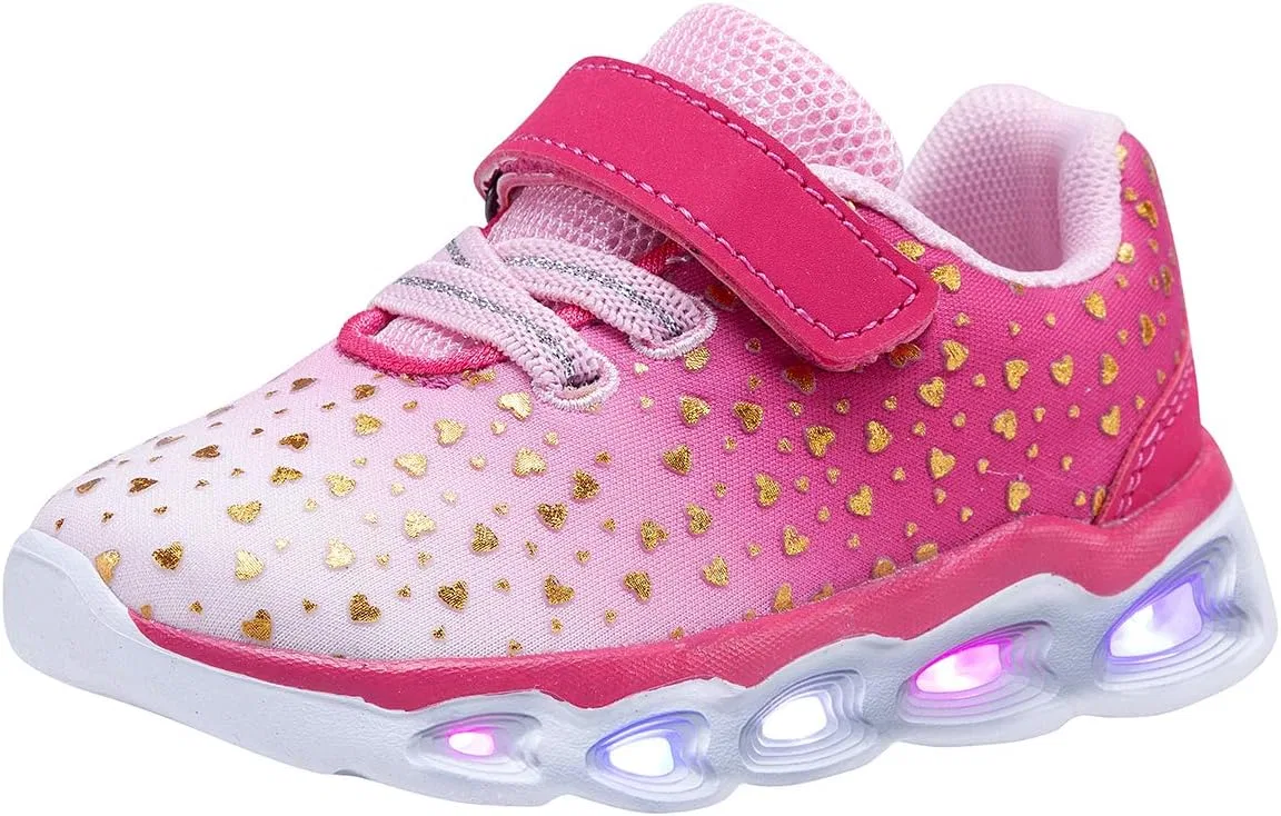 Детские кроссовки для мальчиков и девочек со светящейся подошвой COODO, Candy Pink