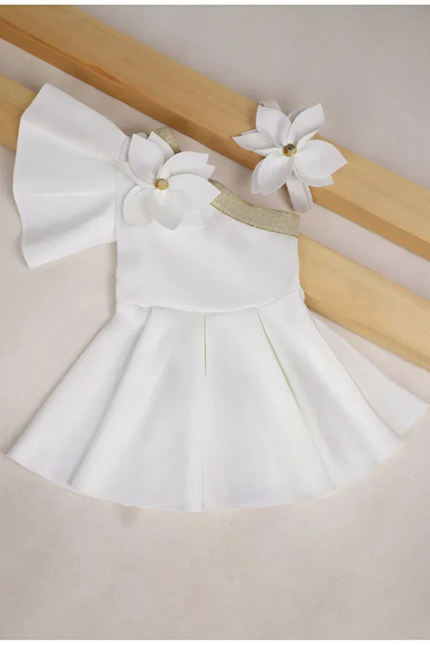 Детское платье для девочек с принтом Floral girl's dress Vistara, White