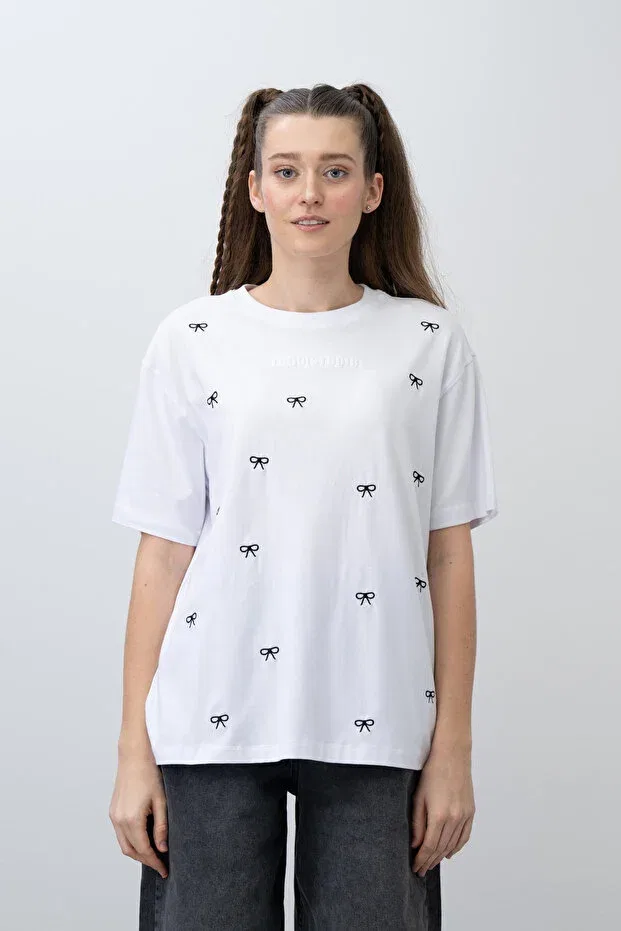 Детская футболка для девочек с бантиком Loco Loco, White