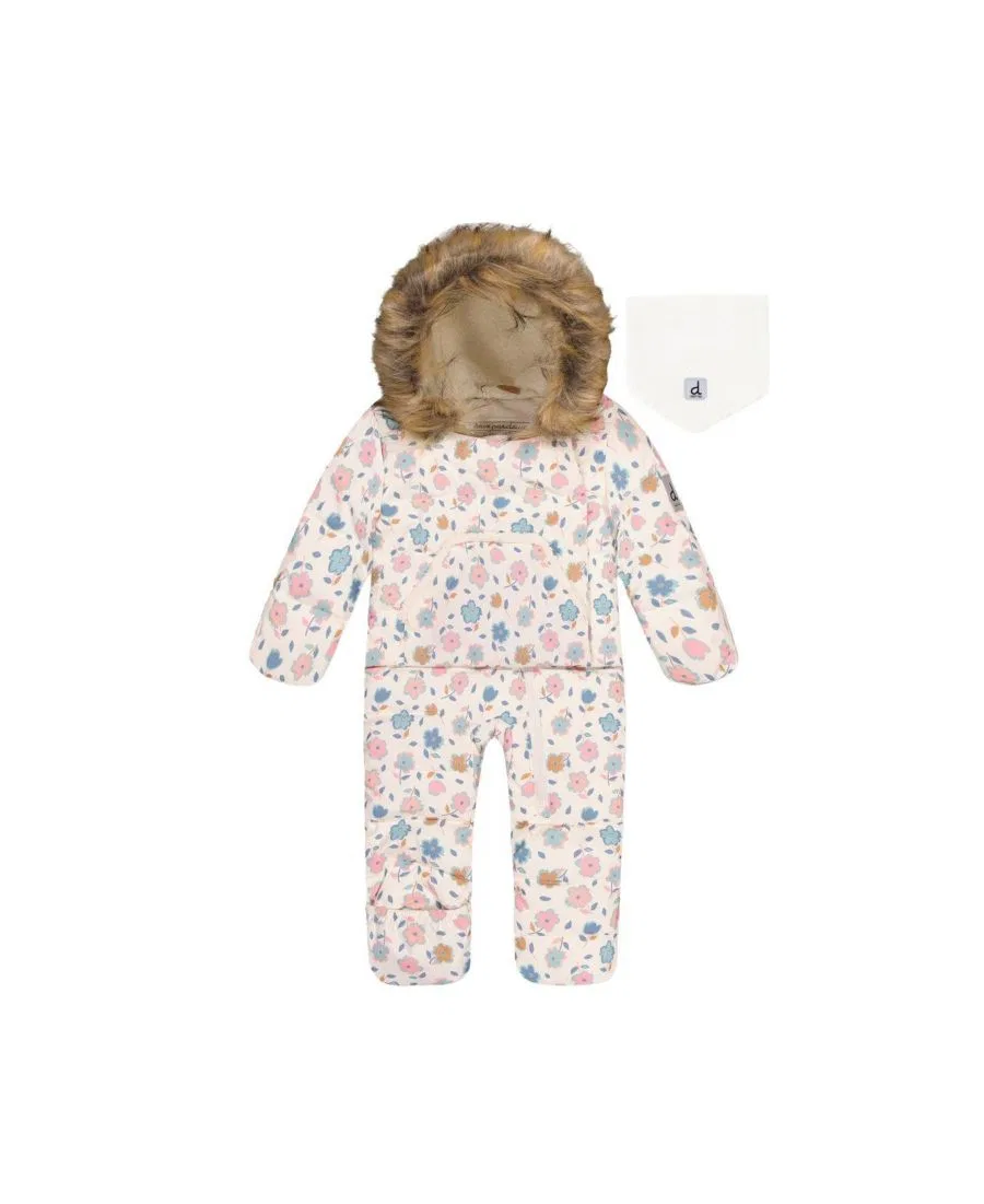 Детский зимний комбинезон-слинг Deux par Deux, White With Floral Print