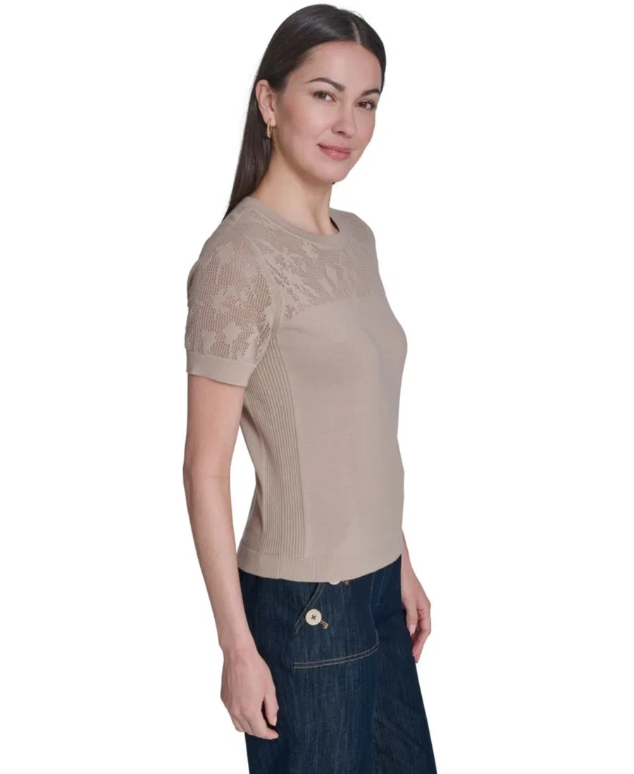 Женский пуловер с круглым вырезом и цветочным узором Tommy Hilfiger, Khaki — фото 3
