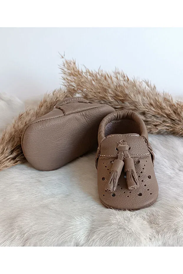 Детские мокасины для малышей из натуральной кожи Moccasin Hodore, Brown — фото 3